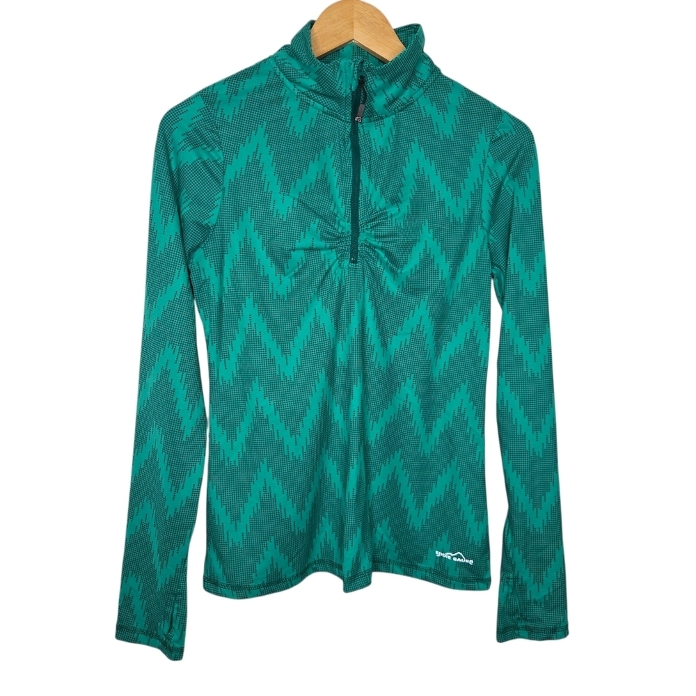 Eddie Bauer Womens Geo Print Smooth Mid Layer Quarter Zip Pullover Top Medium